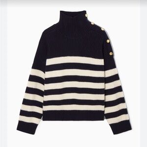 COS BUTTON-EMBELLISHED STRIPED WOOL JUMPER
